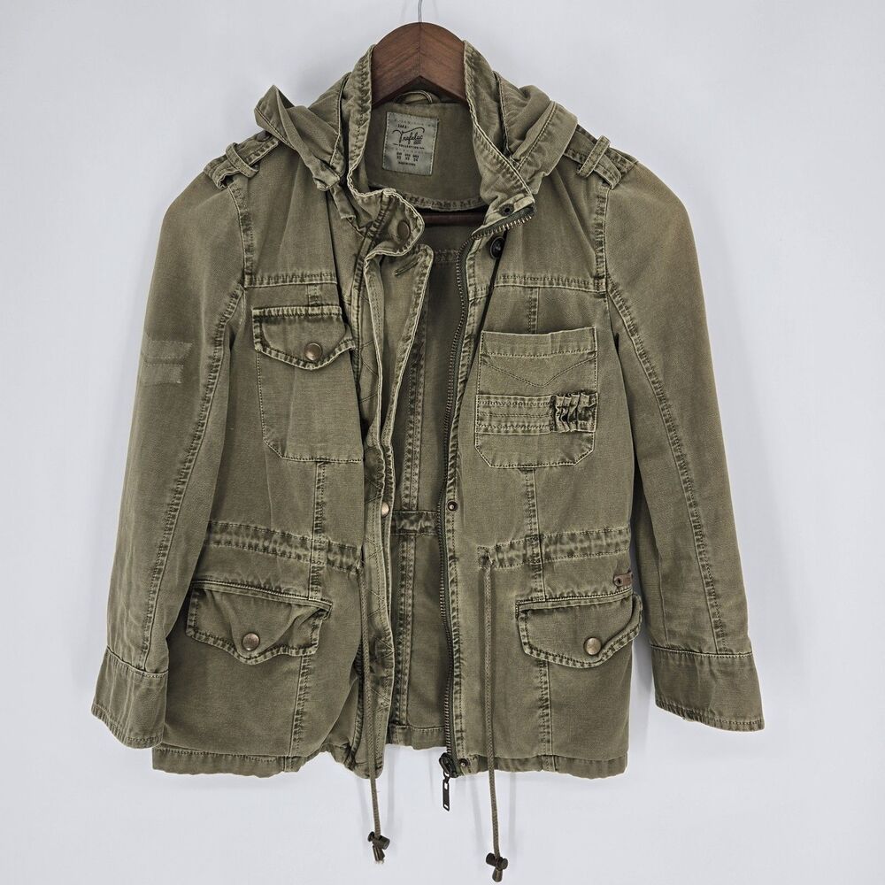 Zara Hooded Utility Jacket in Faded Olive